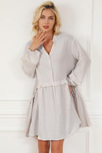 Load image into Gallery viewer, Notched Balloon Sleeve Mini Dress
