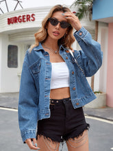 Load image into Gallery viewer, Dropped Shoulder Denim Jacket with Pockets