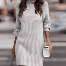 Load image into Gallery viewer, Mock Neck Lantern Sleeve Sweater Dress