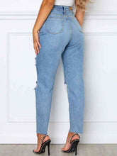 Load image into Gallery viewer, Distressed High Waist Straight Jeans