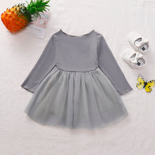 Load image into Gallery viewer, Girls Round Neck Ribbed Tulle Dress