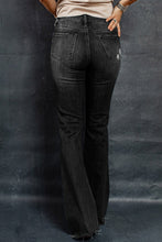 Load image into Gallery viewer, Distressed Raw Hem Flare Jeans