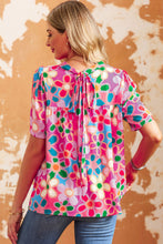 Load image into Gallery viewer, Tied Printed Round Neck Half Sleeve Blouse
