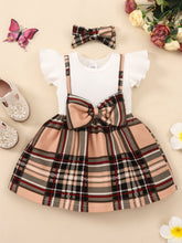 Load image into Gallery viewer, Girls Plaid Bow Detail Ribbed Dress