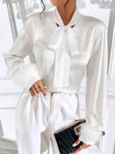 Load image into Gallery viewer, Tie Neck Long Sleeve Shirt