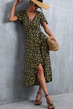 Load image into Gallery viewer, Floral Surplice Neck Tied Midi Dress