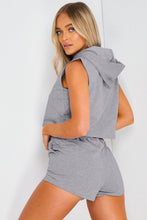 Load image into Gallery viewer, Hooded Crop Top &amp; Pocketed Shorts Set