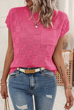 Load image into Gallery viewer, Pocketed Checkered Round Neck Knit Top