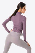 Load image into Gallery viewer, Side Drawstring Zip-Up Sports Jacket