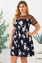 Load image into Gallery viewer, Plus Size Floral Polka Dot Mesh Yoke Dress