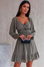 Load image into Gallery viewer, Smocked Long Flounce Sleeve Ruffle Hem Dress
