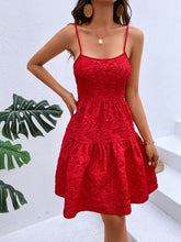 Load image into Gallery viewer, Textured Spaghetti Strap Cutout Dress