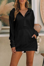 Load image into Gallery viewer, Drawstring Half Zip Hooded Dress