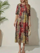 Load image into Gallery viewer, Full Size Printed Half Sleeve Midi Dress