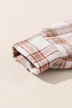Load image into Gallery viewer, Plaid Drawstring Button Up Long Sleeve Hooded Jacket