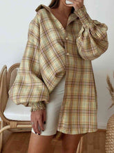 Load image into Gallery viewer, Plaid Lantern Sleeve Shirt
