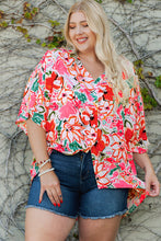 Load image into Gallery viewer, Plus Size Floral V-Neck Half Sleeve Shirt