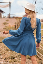Load image into Gallery viewer, V-Neck Long Sleeve Smocked Waist Mini Dress