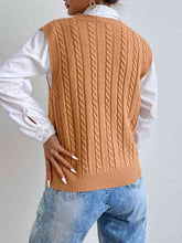 Load image into Gallery viewer, Cable-Knit V-Neck Sleeveless Sweater Vest