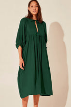 Load image into Gallery viewer, Tie Neck Lantern Sleeve Midi Dress