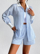 Load image into Gallery viewer, Texture Button Up Shirt and Shorts Set