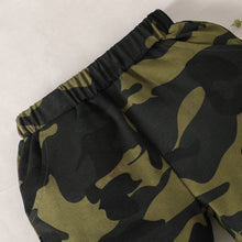 Load image into Gallery viewer, Boys MAMA'S BOY Graphic T-Shirt and Camouflage Shorts Set