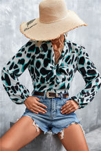 Load image into Gallery viewer, Printed Tie Neck Puff Sleeve Blouse