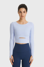 Load image into Gallery viewer, Cutout Long Sleeve Cropped Sports Top