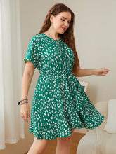 Load image into Gallery viewer, Plus Size Printed Tie Neck Ruffled Dress