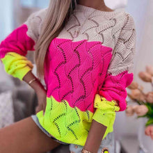 Load image into Gallery viewer, Openwork Color Block Pullover Sweater