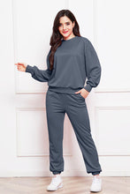 Load image into Gallery viewer, Round Neck Long Sleeve Sweatshirt and Pants Set