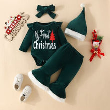 Load image into Gallery viewer, Baby Girl Letter Graphic Ruffle Trim Bodysuit and Pants Set
