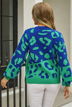 Load image into Gallery viewer, Leopard Round Neck Dropped Shoulder Sweater