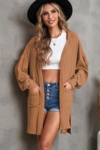 Load image into Gallery viewer, Open Front Hooded Longline Cardigan with Pockets