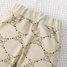 Load image into Gallery viewer, Bear Print Round Neck Top and Elastic Waist Pants Set