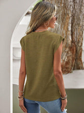 Load image into Gallery viewer, Textured Round Neck Cap Sleeve Blouse
