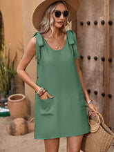 Load image into Gallery viewer, Scoop Neck Tie Shoulder Mini Dress
