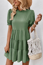 Load image into Gallery viewer, Puff Sleeve Tie Back Tiered Dress