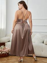 Load image into Gallery viewer, Plus Size Lace-Up Spaghetti Strap Split Night Dress