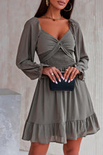Load image into Gallery viewer, Smocked Long Flounce Sleeve Ruffle Hem Dress