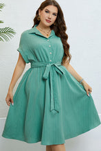 Load image into Gallery viewer, Buttoned Tie-Waist Shirt Dress