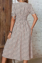 Load image into Gallery viewer, Animal Print Button Front V-Neck Tied Dress