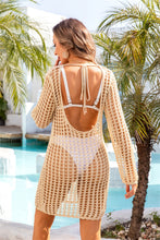 Load image into Gallery viewer, Cutout Round Neck Long Sleeve Cover-Up