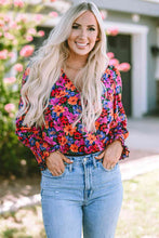 Load image into Gallery viewer, Flower Surplice Long Sleeve Top