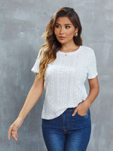 Load image into Gallery viewer, Openwork Short Sleeve Round Neck Top