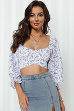 Load image into Gallery viewer, Printed Long Flounce Sleeve Cropped Blouse