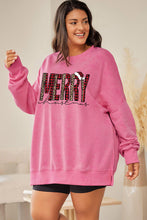 Load image into Gallery viewer, Plus Size MERRY CHRISTMAS Round Neck Slit Sweatshirt