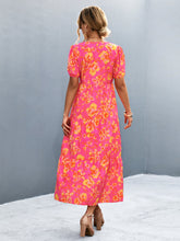 Load image into Gallery viewer, V-Neck Short Sleeve High Slit Midi Dress