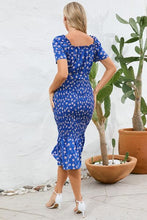 Load image into Gallery viewer, Frill Printed Tie Waist Midi Dress