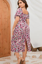 Load image into Gallery viewer, Plus Size Floral Ruched Slit Midi Dress